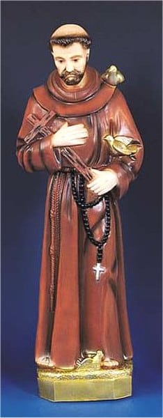 Saint Francis Statue Colored Painted Finish